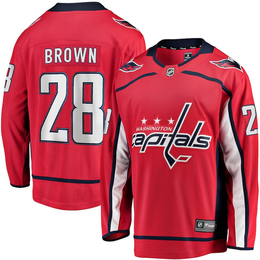 Men Washington Capitals #28 Connor Brown Fanatics Branded Red Home Breakaway Player NHL Jersey